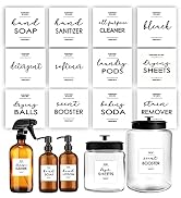 Minimalist Laundry Room Labels, Modern Cleaning Label for Containers, Waterproof Home Storage Org...