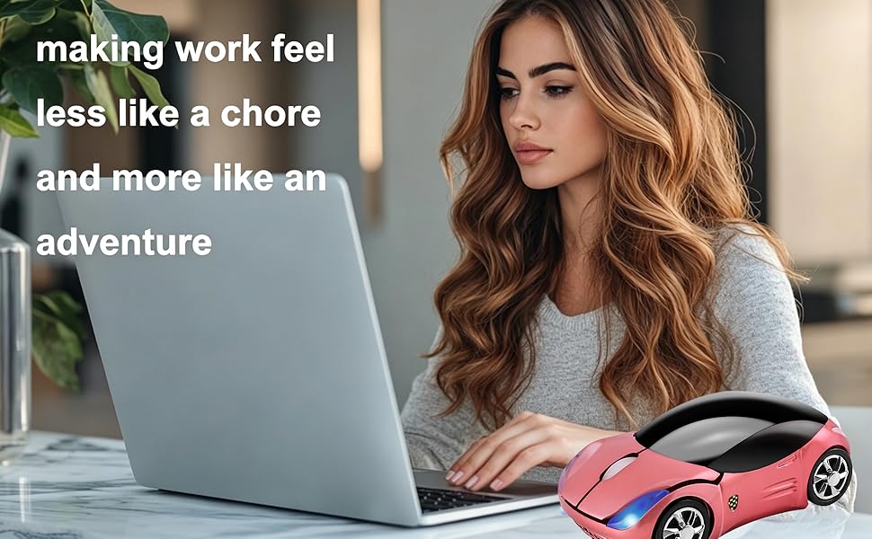 Cute Wireless Mouse Car Shape Optical PC Laptop Computer Tablet home school student travel gift