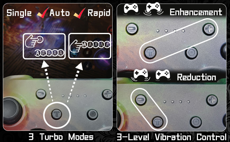 Supports three vibration levels and three TURBO levels.