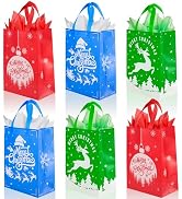BLEWINDZ 18 Pcs Medium Christmas Gift Bags with Tissue Paper, 13.8''x9.6''x5.6'' Reusable Tote Ba...