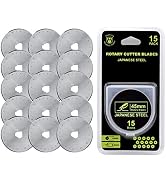 HEADLEY TOOLS 45mm Rotary Cutter Blades 15 Pack Fits Olfa, Fiskars, Replacement Rotary Blade for ...