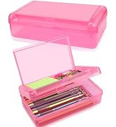 1 PCS Pencil Box,Double Layer Large Capacity Pencil Box,Hard Pencil Case with Snap-tight Lid, Pla...
