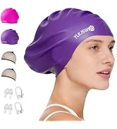 Large Silicone Swim Cap Durable Silicone Waterproof Construction with Ultra-Elastic Design Effect...