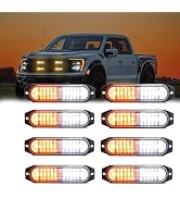 EYPINS 8x12LED Surface Mount Strobe Light Kit, Amber/White 22 Flashing Modes Strobe Lights, Water...