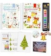 Watercolor Workbooks with Step by Step for Adults Teens - 2 Pack Beginner workbooks with 24 Color...