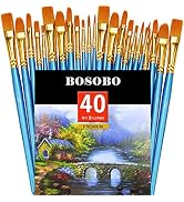 BOSOBO Pointed-Round Paint Brush, 4 Sets of 10 Pieces Fine Tip Nylon Hair Miniature Paint Brushes...
