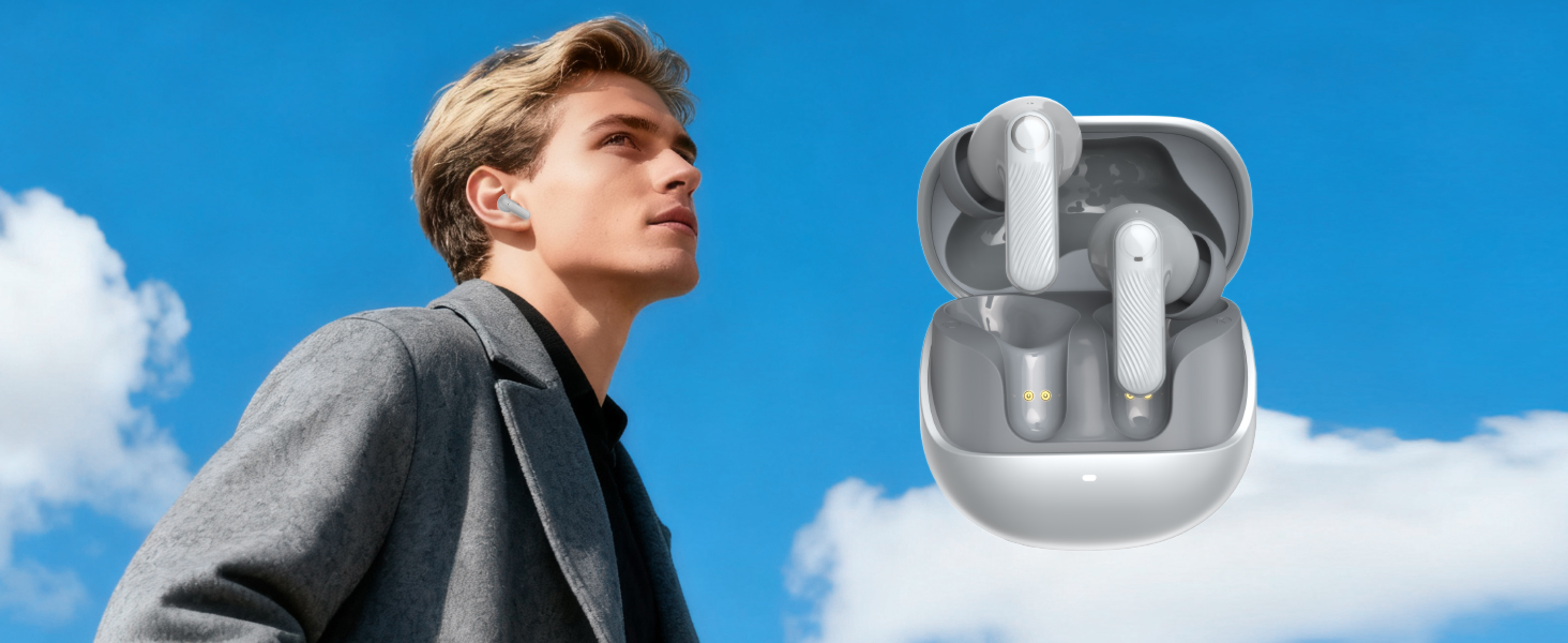 gray earbuds