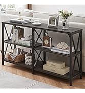 LVB Industrial Console Table, Rustic Wood and Metal Sofa Table, Hallway Entry Table for Home Livi...