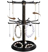 HOMSFOU 2 Tier Rotating Jewelry Stand: Jewelry Organizer Holder for Necklace & Bracelet & Earring...