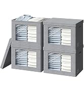 Storage Bins with Lids,Transparent Window Fabric Storage Boxes,Foldable Storage Baskets with Hand...