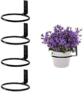Wtiujhg 4 inch Flower Pot Holder Ring Wall Mounted Set of 4 Heavy Duty Metal Wall Plant Holder Pl...