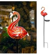 Bshine Solar Flamingo Garden Decoration Outdoor Lights, Hand Blown Glass Waterproof Solar Light S...