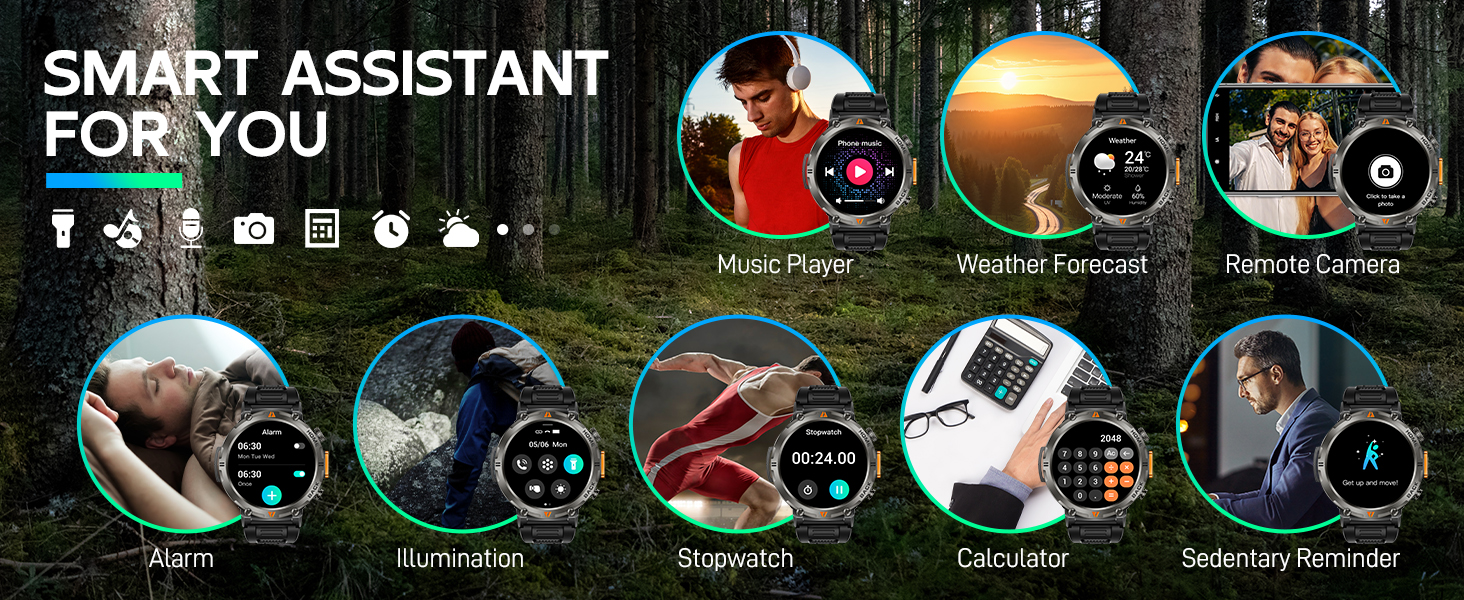 Military Smart Watches for Men 3ATM Waterproof (Built-in GPS) with Call/LED Flashlight,