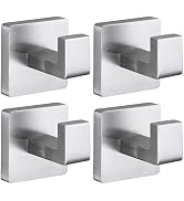 Fenas Towel Hooks Robe Hook Coat Hook Stainless Steel Heavy Duty Bathrooms Square Hooks Wall Moun...