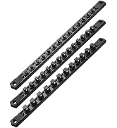ALOANES Magnetic Socket Organizer Set, 3-Piece Heavy Duty Aluminum Socket Rails, 360° Swivel Clip...