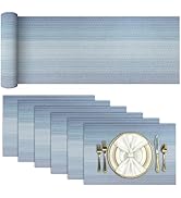 Aofmee Table Runner and Placemats Set of 6 Washable, Heat Resistant Place Mats with Table Runner,...