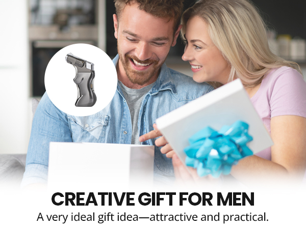 YUSUD Refillable Torch Lighter with Visible Fuel Window - Cool Blue LED Light Design