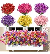 SHareconn 20 Bundles Artificial Flowers Outdoors Decoration, Fake Silk mums Eucalyptus Realistic ...