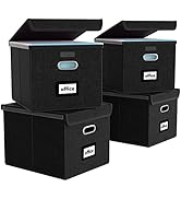 Huolewa New Portable File Organizer Boxes Set of 4, Collapsible Linen Hanging Filing Storage Boxe...