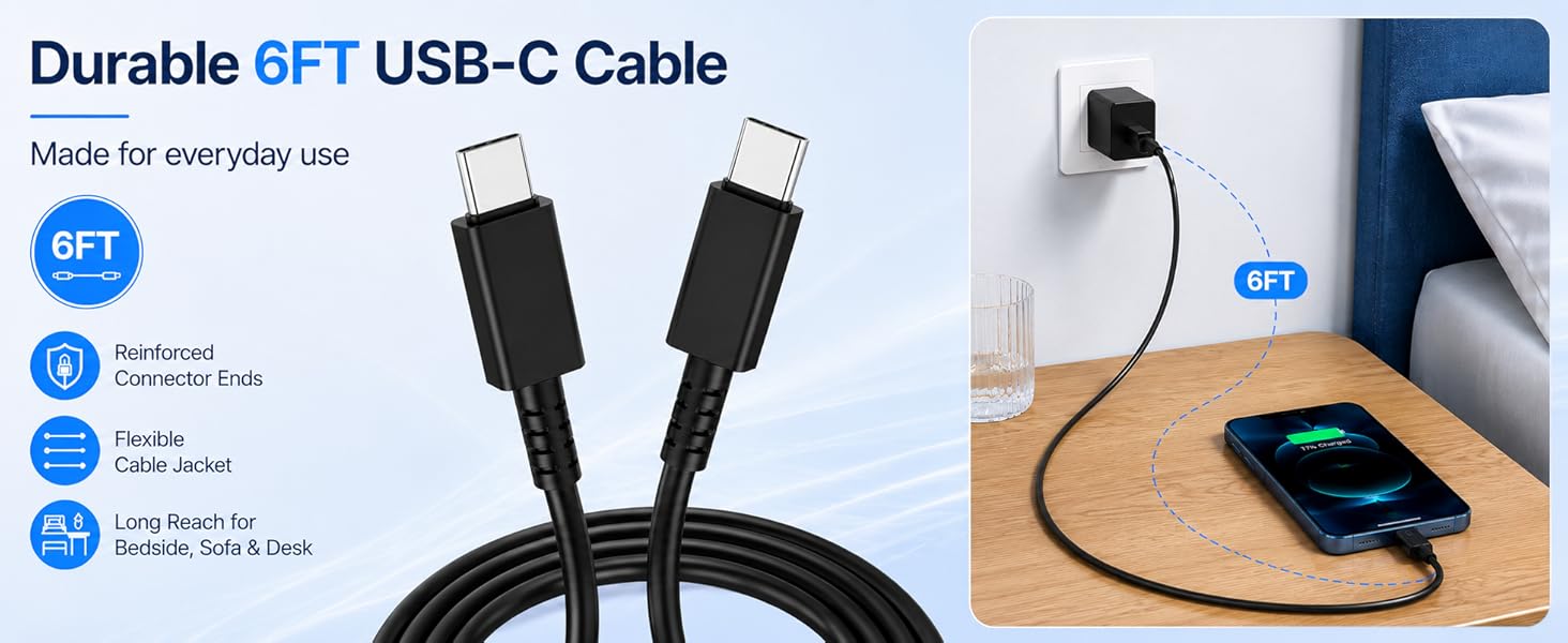 Durable 6FT USB-C Cable