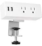 Desk Edge Power Strip with USB Ports Desktop Clamp Power Outlets Mountable Under Desk Power Socke...