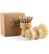 Bamboo Dish Scrub Brushes Set for Kitchen