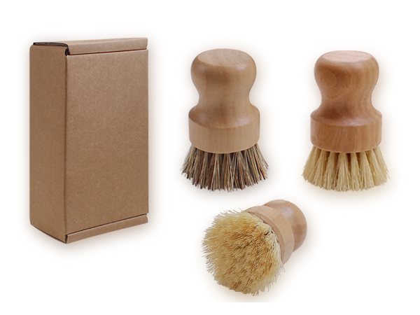 rubberwood handle, food-grade sisal, coconut fiber scrubbing, hanging storage