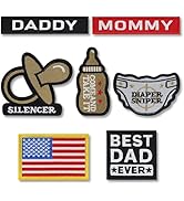 Demearly 7 Pcs Funny Dad and Mom Patch Embroidered Applique American Flag Patches for Tactical Ba...