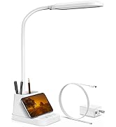 AXX White LED Desk Lamp with USB Charging Port, Study Table Light | for College Dorm Room, Home O...