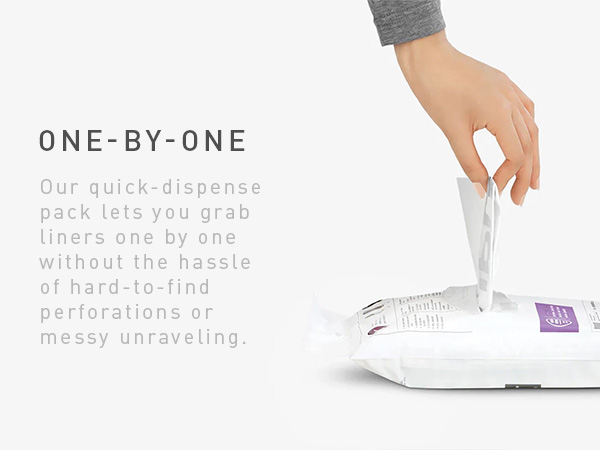 One-by-One | Quick-dispense pack lets you grab liners one by one without messy unraveling