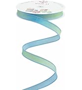 MEEDEE 1 Inch Blue Green Ombre Ribbon 25 Yards Spring Wired Dupioni Ribbon Gradient Two Tone Pris...