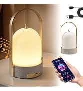 GEEBONFLUGENS LED Table Lamps Wireless with Bluetooth Speaker, USB-Powered Music Table Lamp with ...