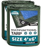 TARPAL 4x6 Green Tarp Waterproof (2 Pack) Small tarps Multipurpose Protective Cover All Purpose P...