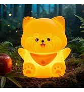 POSSHE Red Panda Night Light with Squishy Soft Silicone, RGB Flashing Color, Dimmable Rechargeabl...