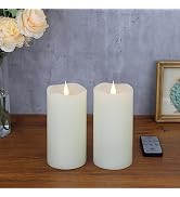 TECHLONG Flameless Candles with Remote Timers, 3D Moving Flickering Flame Battery Operated Candle...