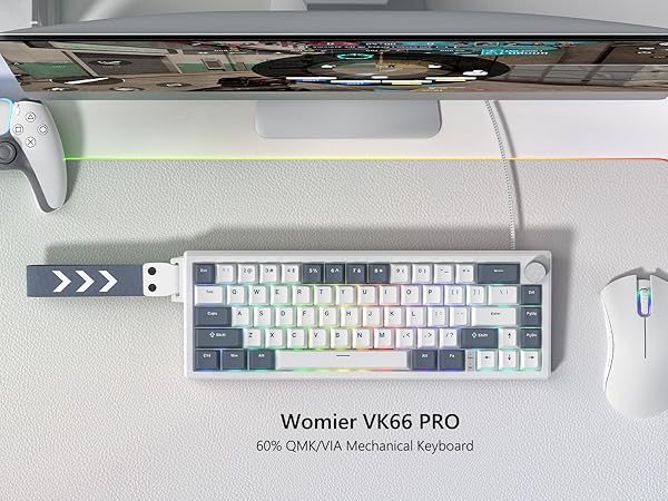 60% Gaming Keyboard Pink, QMK/VIA Creamy Mechanical Keyboard Topographic, Hot Swappable