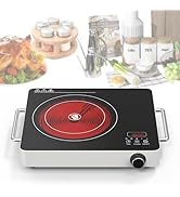 VBGK Electric Cooktop, 110V Touch and Knob Electric Stove Top, 1800W Single Burner With Handle, 9...
