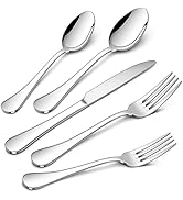 Herogo 18/10 Stainless Steel Silverware Set, 30-Piece Fancy Flatware Cutlery Set for 6, Modern Ta...