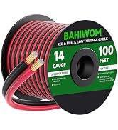 BAHIWOM 14 Gauge Wire 100FT 12V/24V DC Low Voltage Electrical Wire 2 Conductors Cable Flexible PV...