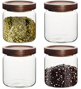 wangsdjy 16oz Glass Airtight Food Storage Jars with Acacia Wood Lid - Kitchen Canisters for Coffe...