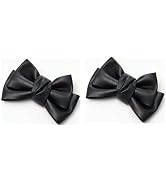 2Pcs Black PU Leather Hair Clip, Bow Duckbill Clip Korean Style Hairpin Sweet Barrette, Fashion H...