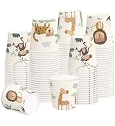 RUSPEPA 5oz Disposable Paper Cups, Bathroom Cups Small Mouthwash, 100 Pack Set Lovely Animals Des...