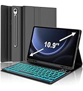 Galaxy Tab S9 FE Case with Keyboard, Detachable Wireless Bluetooth Keyboard, 7 Color Backlit, Sma...