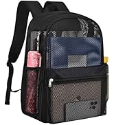 Paxiland Mesh Backpack Lightweight See Through College Student Backpack for Commuting Swimming Tr...