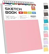 Soucolor Cute Sketchbook 9" x 12" for Women, 1-Pack 100 Sheets Spiral Notebook Drawing Pad, Paste...