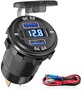 Depvko 12V USB Outlet, 78W 4 Port Aluminum Car Charger USB C Dual 30W PD & Dual QC3.0 Car Adapter...