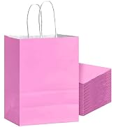 Bakepacker 24Pcs Paper Gift Bag with Handles Bulk Sakura Pink Paper Bags Multiple Uses (8.3"x6"x3...