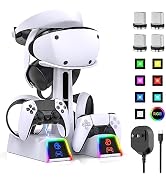 RGB Controller Charging Station for PS VR2 / PS5 / PS5 Edge with 5V/3A Adapter & 10 Led Light, Wi...