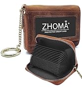 ZHOMA RFID Blocking Genuine Leather Credit Card Case Holder Security Travel Wallet With Removable...