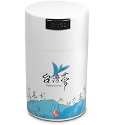 Teavac 6-Ounce Vacuum Sealed Tea Storage Container, White Cap and Body/Blue Tea Sign